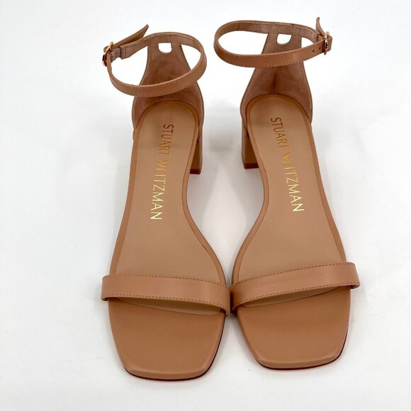 Stuart Weitzman NudistCurve 35 Sandal Size 6 B Adobe Patent Leather Square Toe - Picture 2 of 15